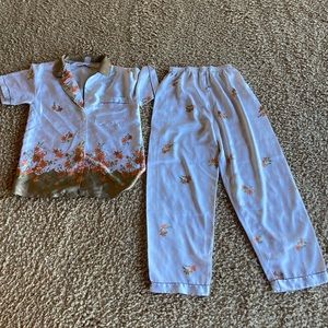 Vintage silky satin two piece set